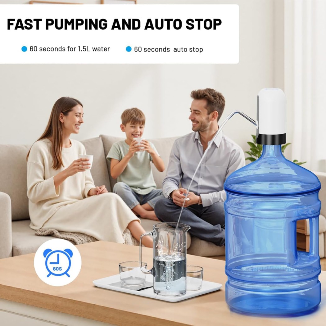 Automatic Wireless Water Dispenser, USB Rechargeable Portable Water Can Dispenser for Home,Office,Easy One-Touch Operation
